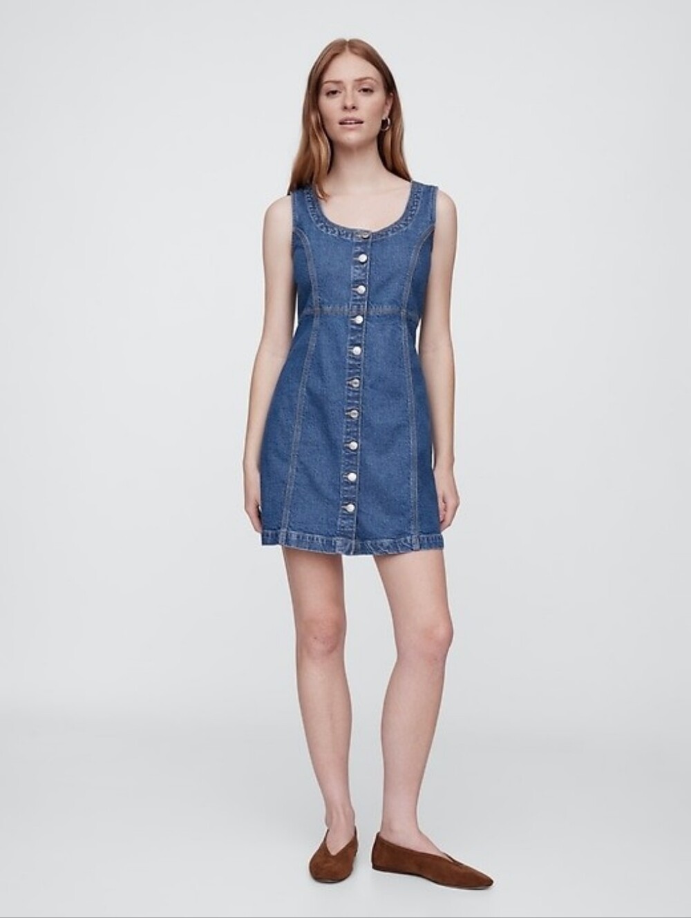 GAP Denim Button-Front Mini Dress